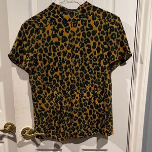 Scotch & Soda Yellow and Black Leopard Print Shirt